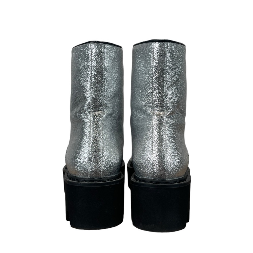 Metallic Silver Platform Combat Boots - image 5